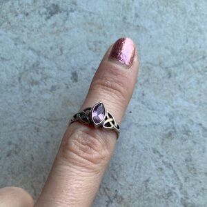 Vintage Amethyst Sterling Silver Ring 5.5